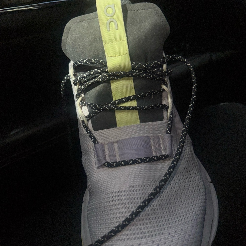 ON-Gray and White Athletic Shoe with Yellow Accents - Picture 3 of 7